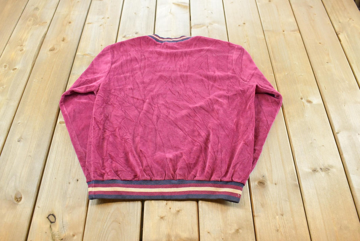Vintage 1980s Izod Lacoste Velour V-Neck Sweatshirt Men's M / 80s Streetwear / Basic Layering Essential