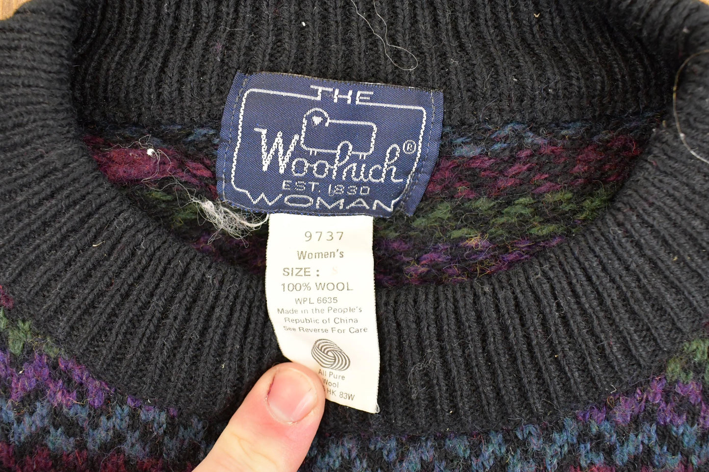 Vintage 1990s The Woolrich Women Jumping Horses Wool Knit Crewneck Sweater Women's L