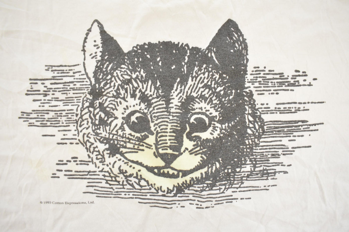 Vintage 1993 Alice In Wonderland Cheshire Cat Illustration Graphic T-Shirt Men's L