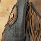 Vintage 1980s Leather Western Fringe Jacket Women's Small