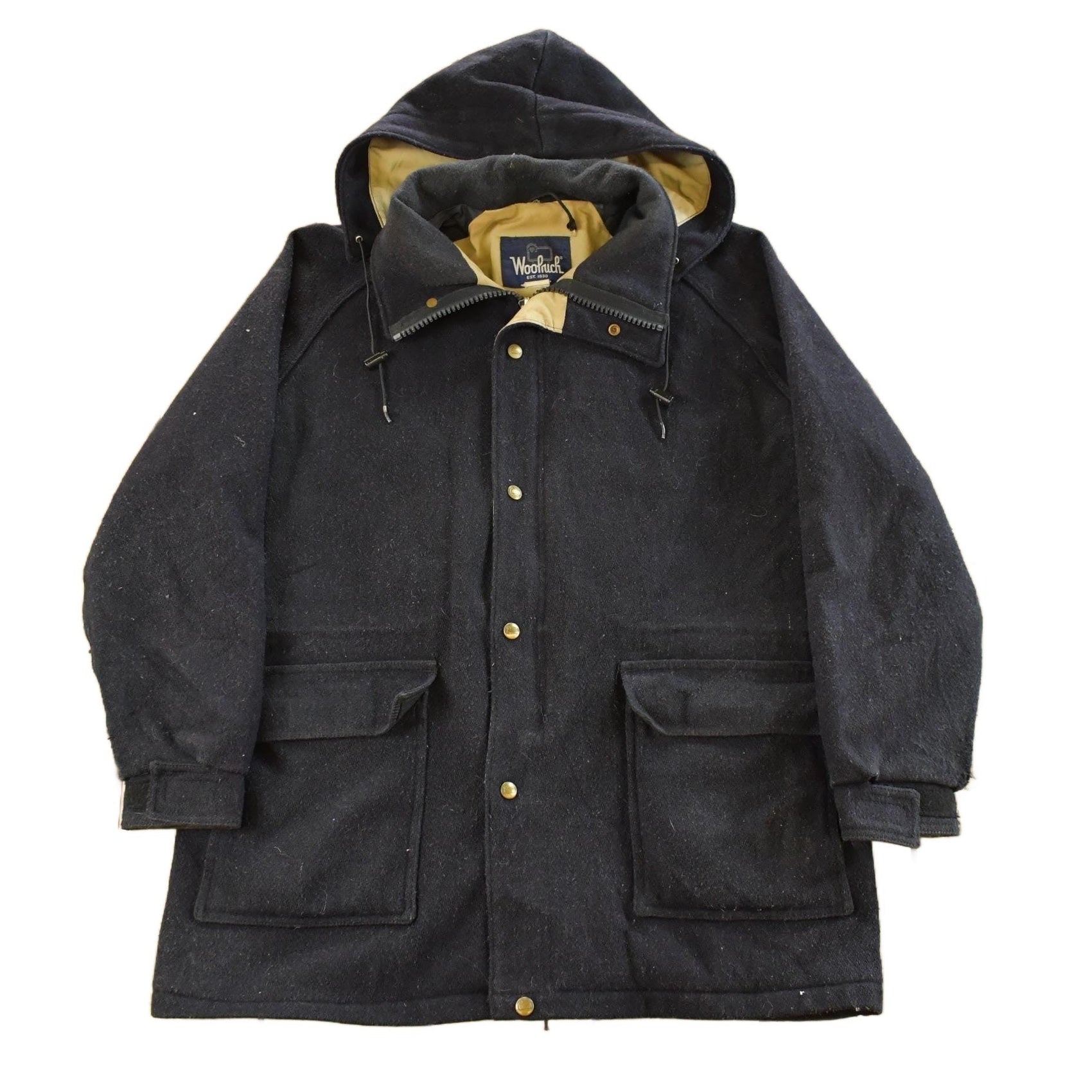 Vintage 1980s Woolrich Wool Hooded Jacket Men's Large