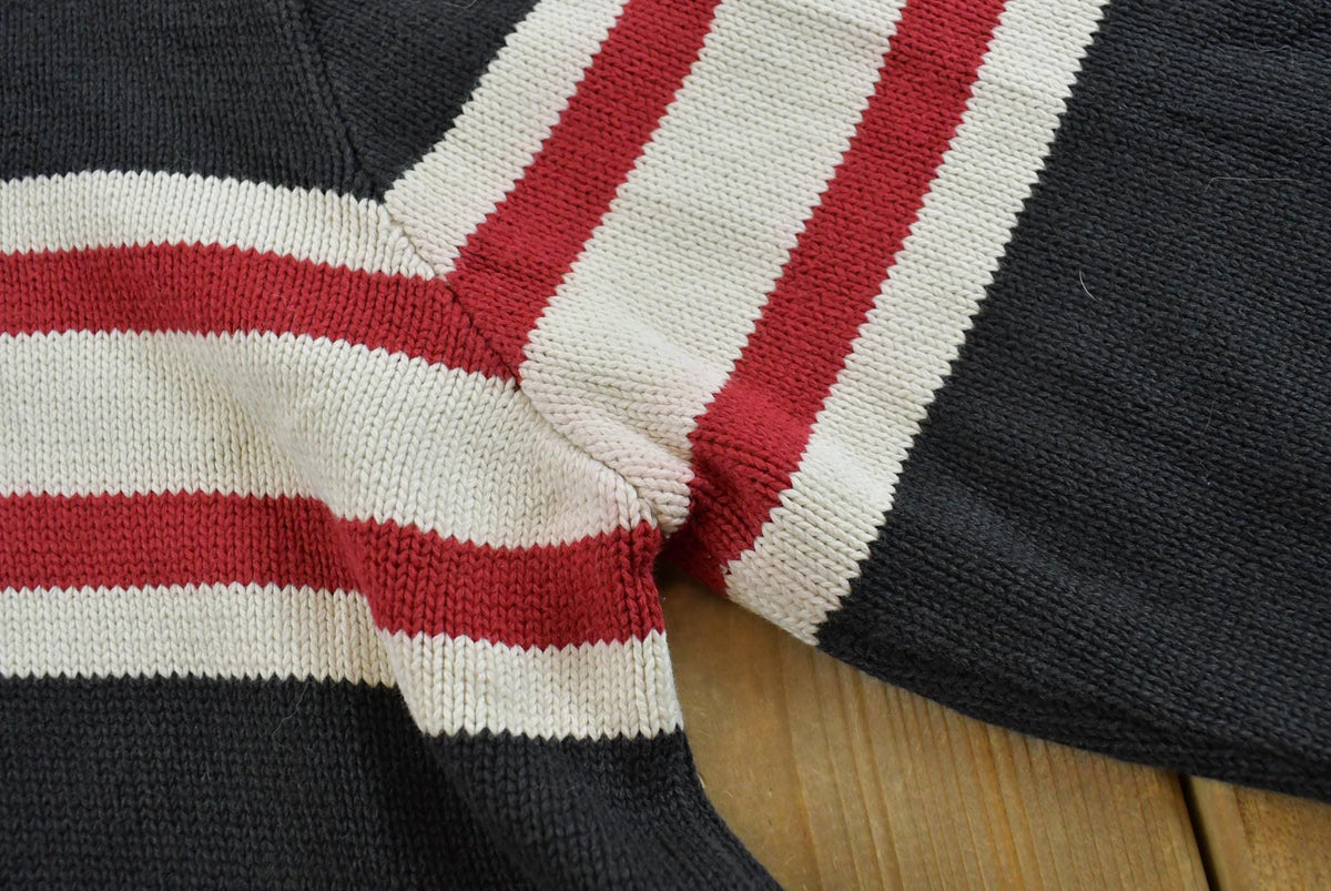 Vintage 1990s Tommy Hilfiger Striped Quarter Zip Knit Sweater Men's L