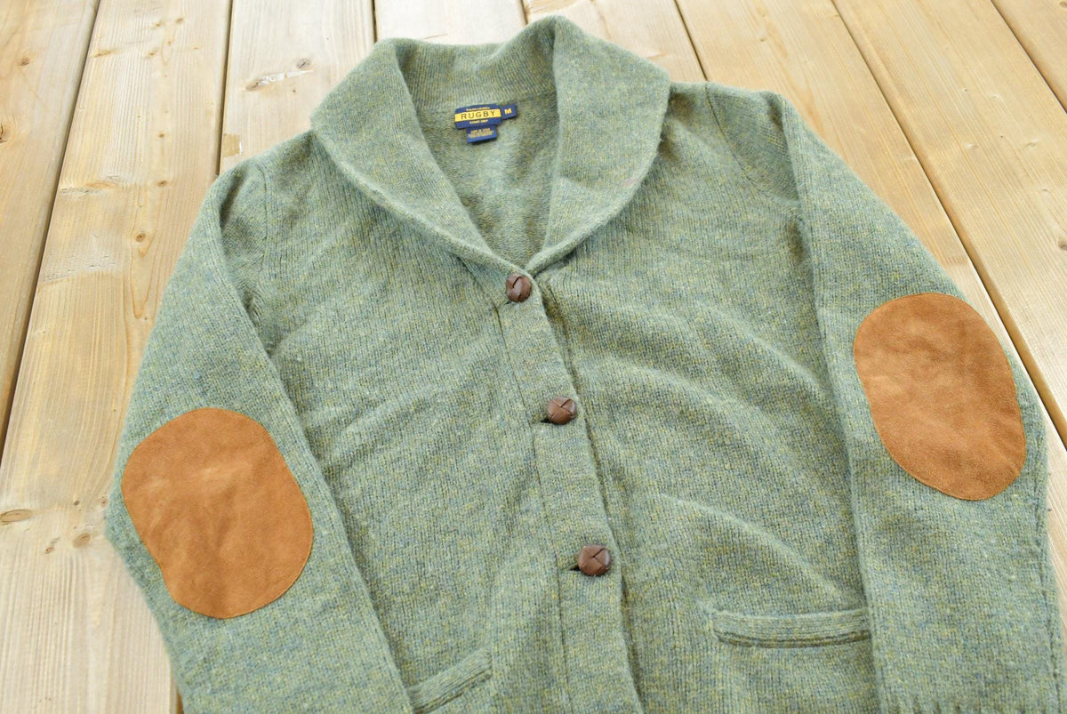 Vintage 2000s Ralph Lauren Rugby Wool Knit Shawl Collar Cardigan Sweater Women's M