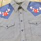 Vintage 1980s JC Penney Western Gingham Flower Embroidered Button Up Shirt Men's XL