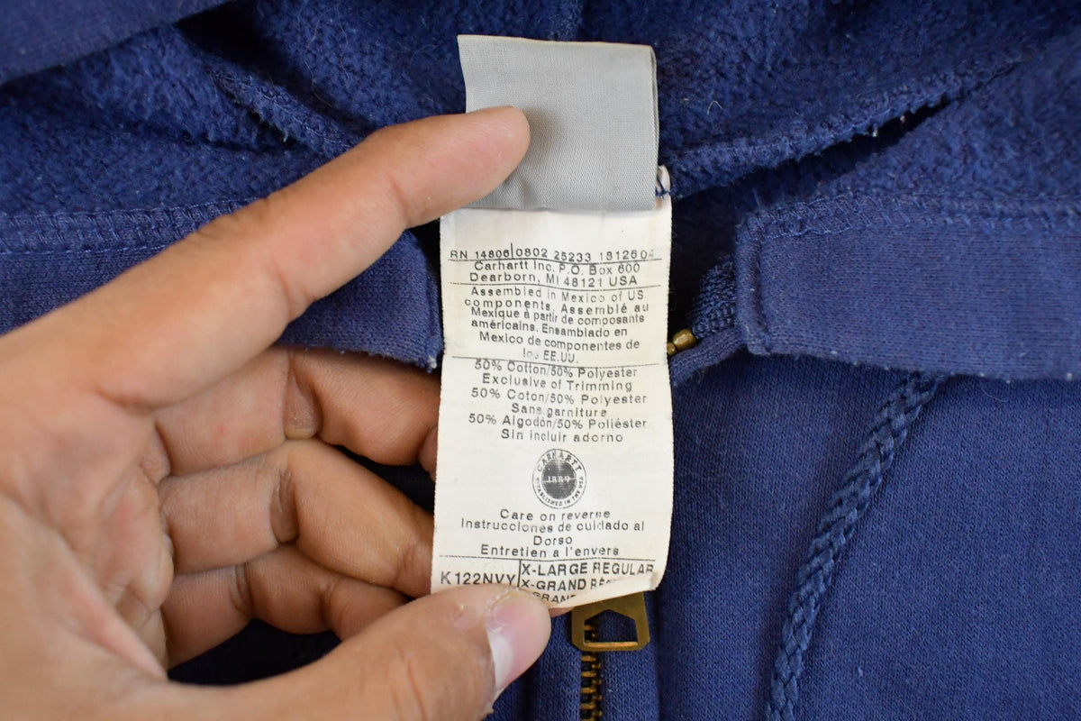 Vintage 1990s Carhartt Full Zip Hoodie Men's XL / Sun Faded / 90s Workwear / Zip Up Sweatshirt