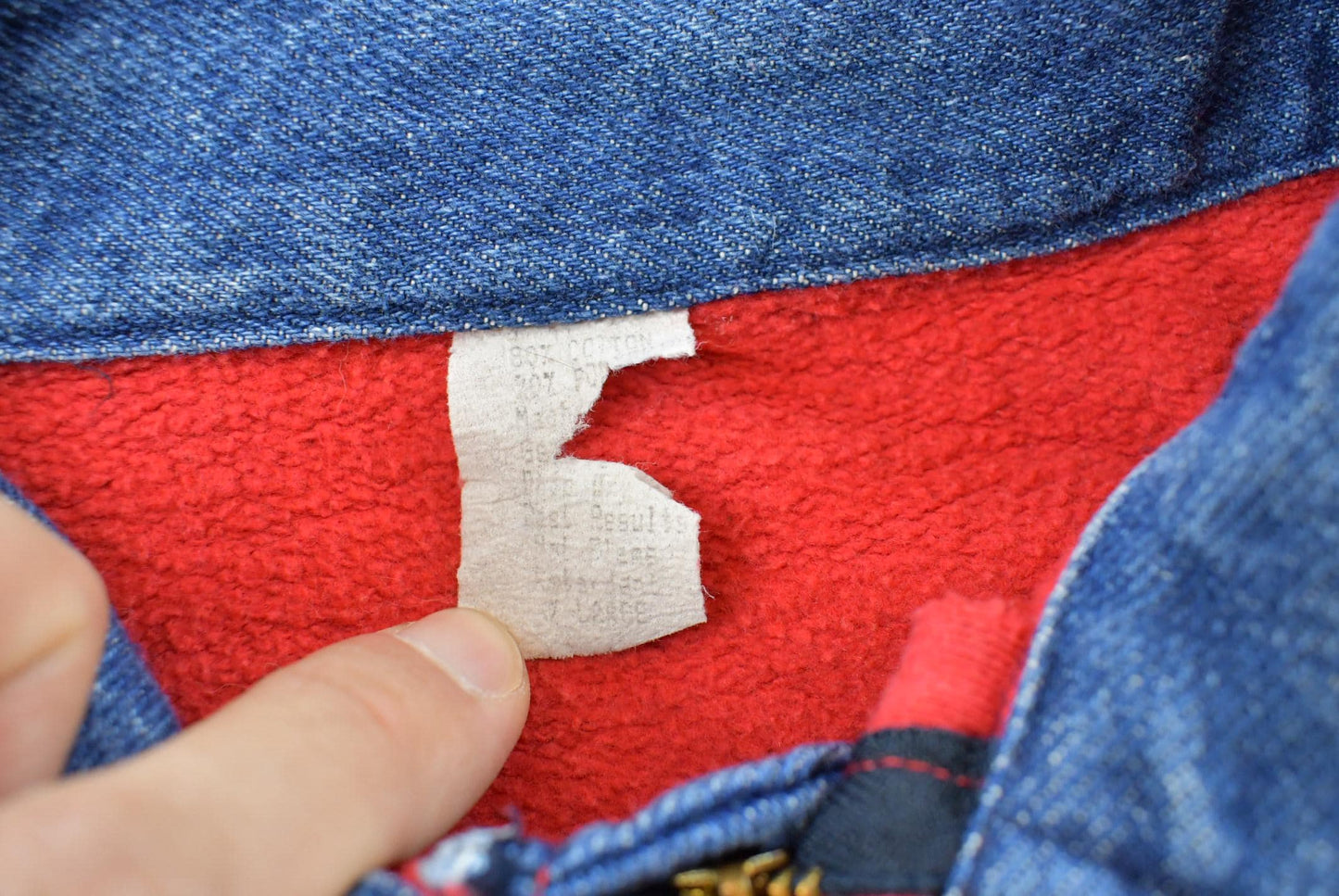 True Vintage 1970s Quarter Zip Denim Accents Collared Sweatshirt Men's XL