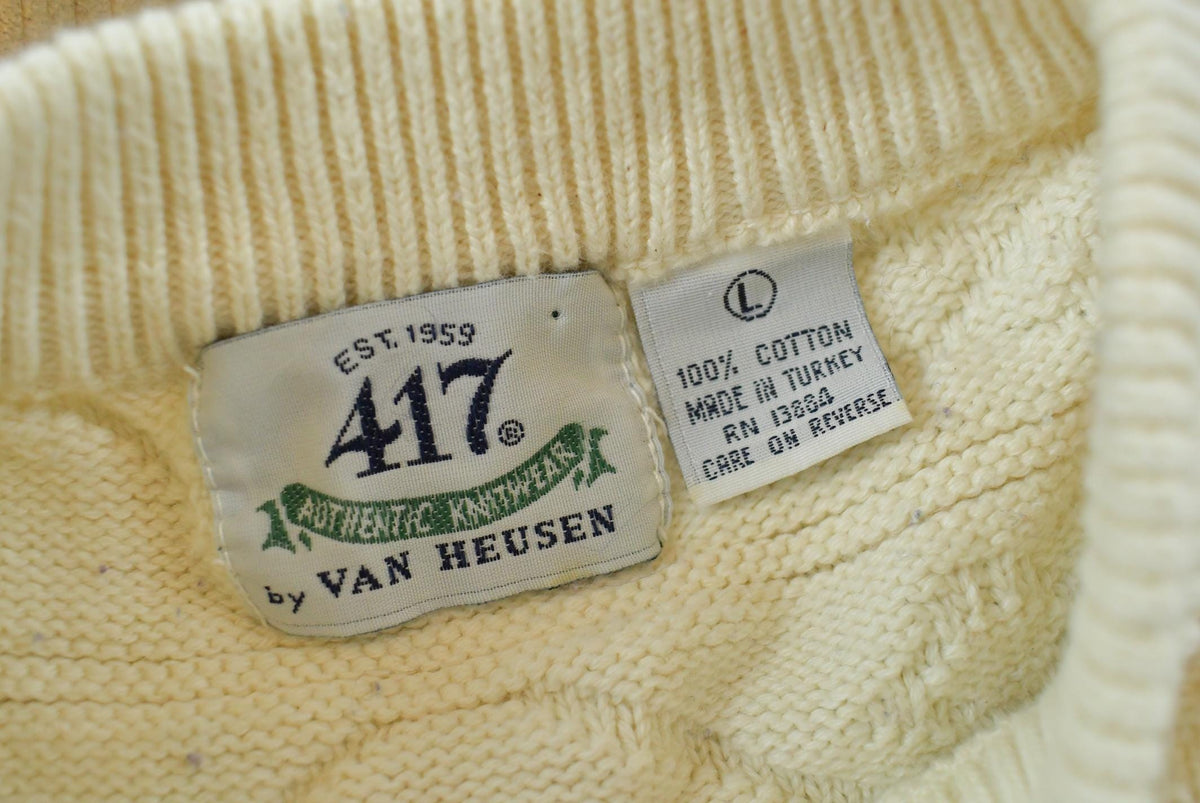 Vintage 1990s 417 Van Heusen Striped Cotton Knit Crewneck Sweater Men's M
