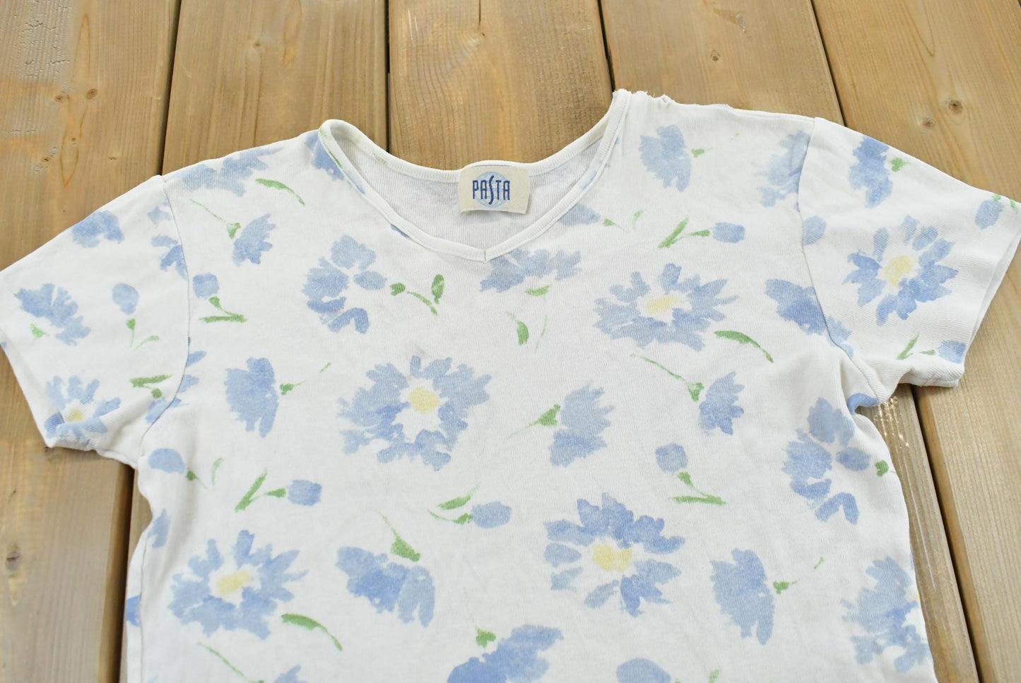 Vintage 1990s Pasta Flower Graphic Baby Tee T-Shirt Women's M