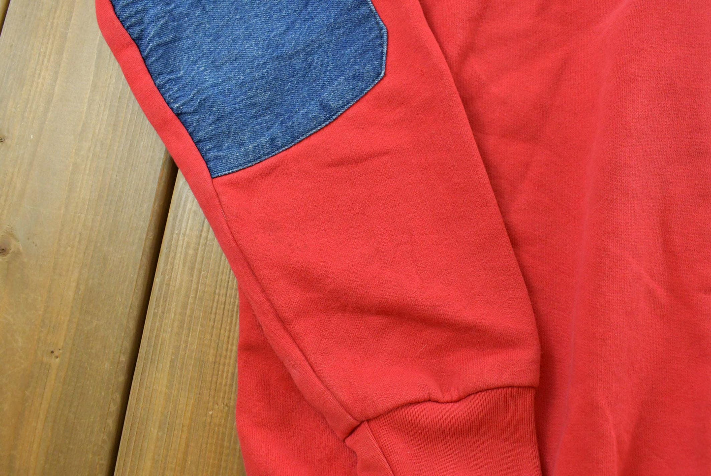 True Vintage 1970s Quarter Zip Denim Accents Collared Sweatshirt Men's XL