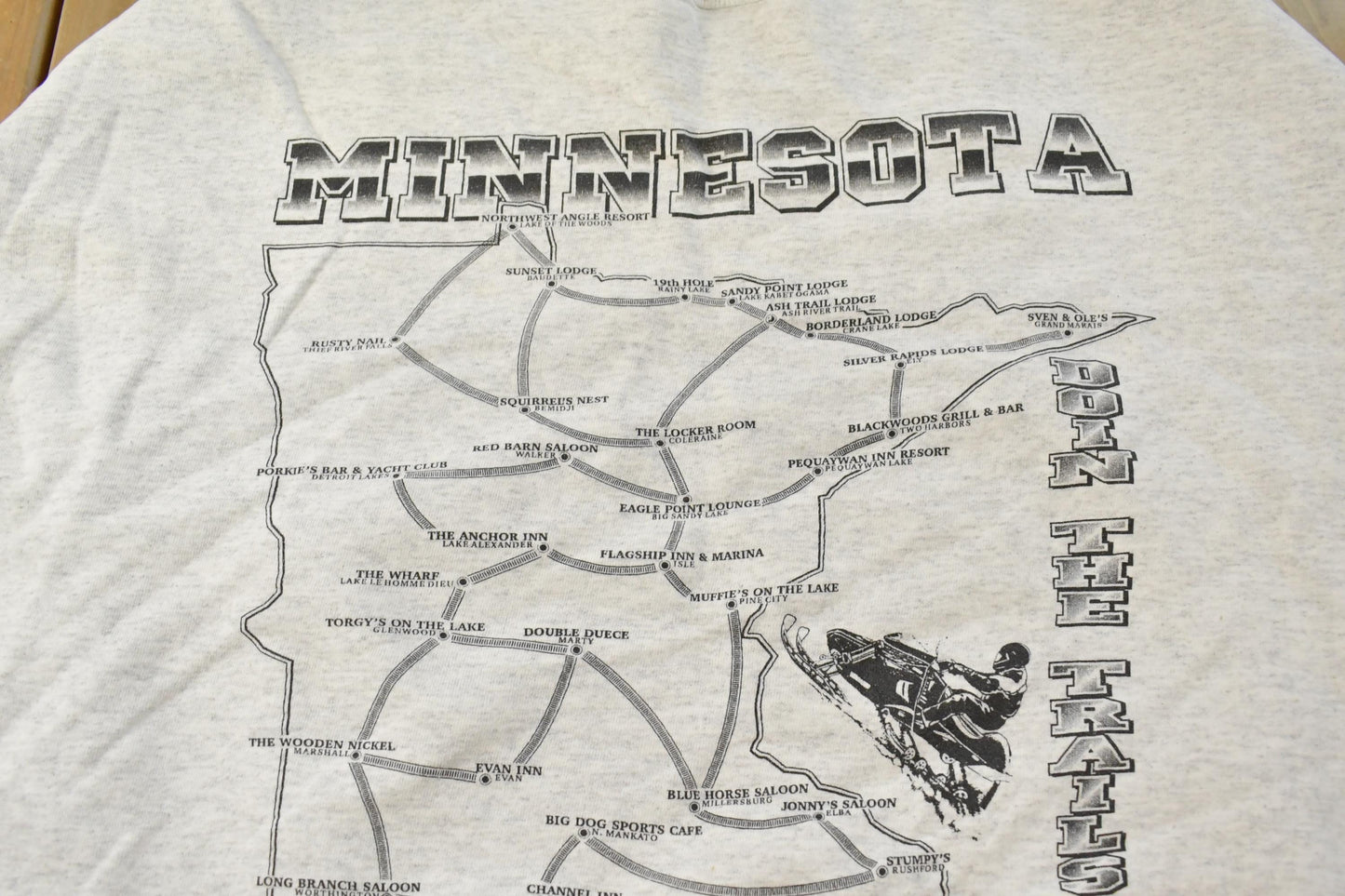 Vintage 1990s Minnesota Snowmobile Nature Graphic Print Crewneck Sweatshirt Men's XL