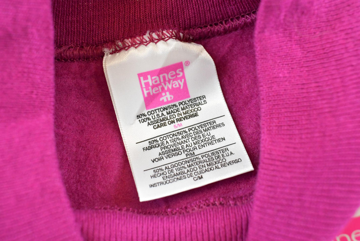 Vintage 1990s Deadstock Hanes Her Way Blank Magenta Crewneck Sleep Sweatshirt Women's M Long