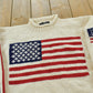 Vintage 1980s Hand Knit USA American Flag Wool Knit Sweater Men's L