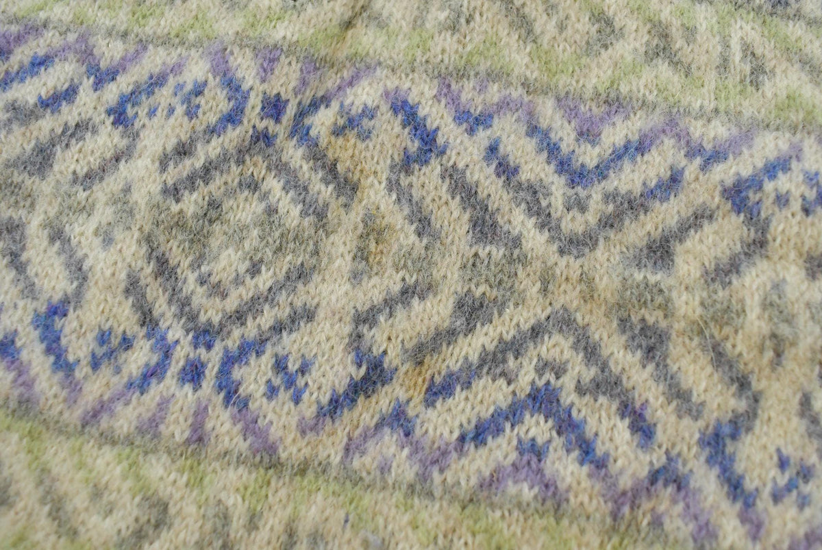 Vintage 1990s Colours Alexander Julian Knit Shetland Wool Argyle Crewneck Sweater Men's S / 90s Knitted Sweatshirt / Made in Hong Kong
