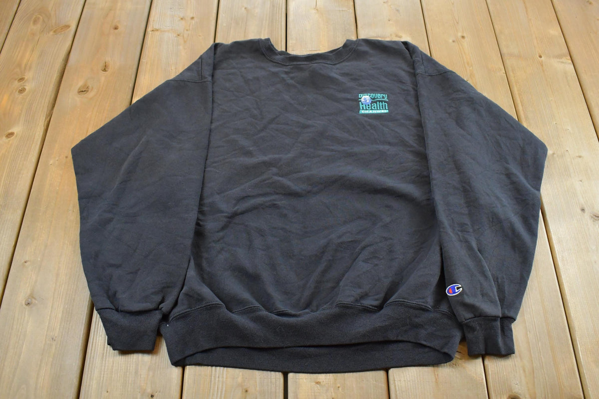 Vintage 1990s Discovery Channel Health Promo Crewneck Sweatshirt Men's Large / Embroidered / 90s Champion Sweater