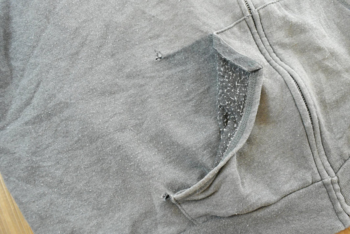 Vintage 2000s Faded Gray Blank Zip Up Hoodie Sweatshirt Men's 2XL