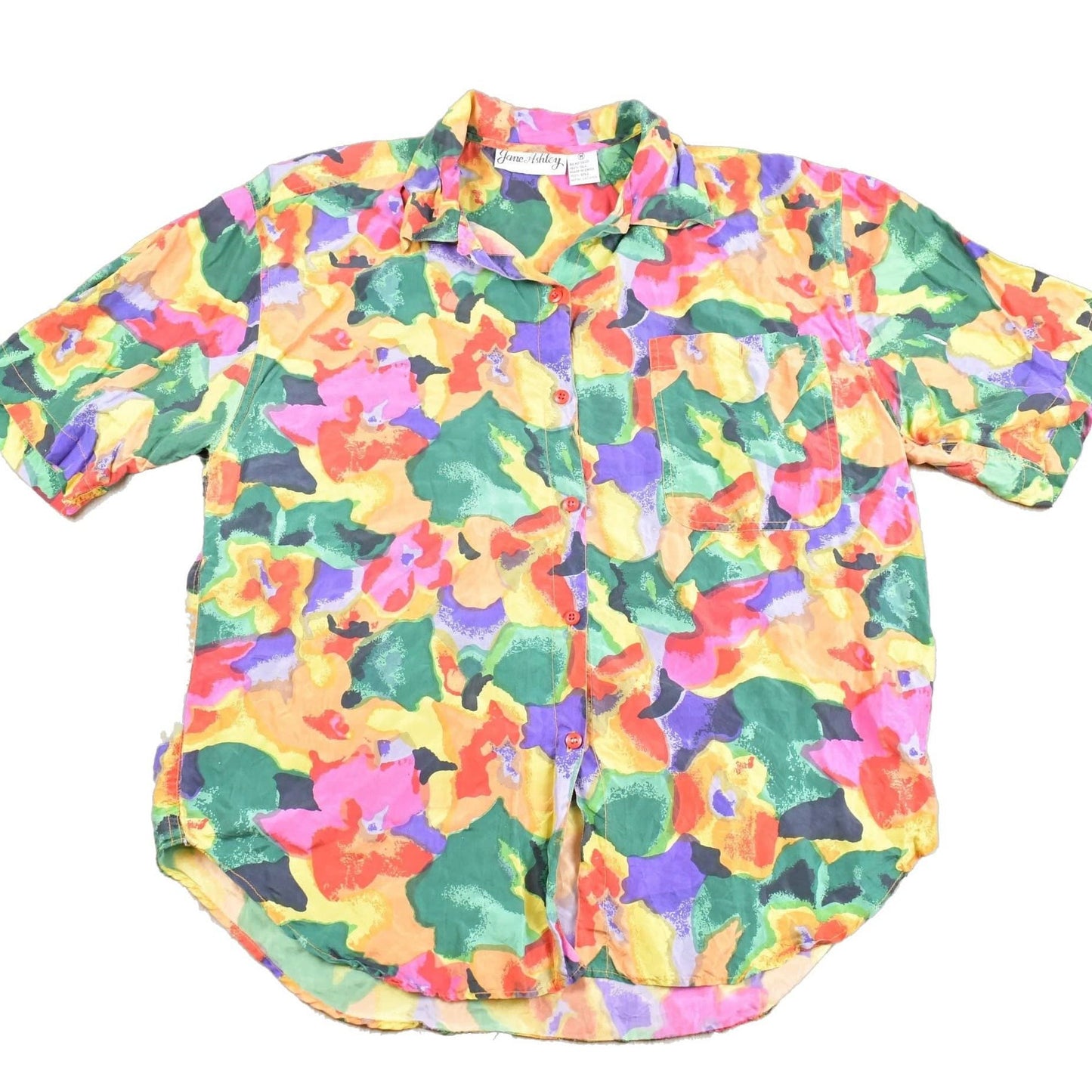 Vintage 1990s Jane Ashley Floral Short Sleeve Button Up Shirt Men's Medium