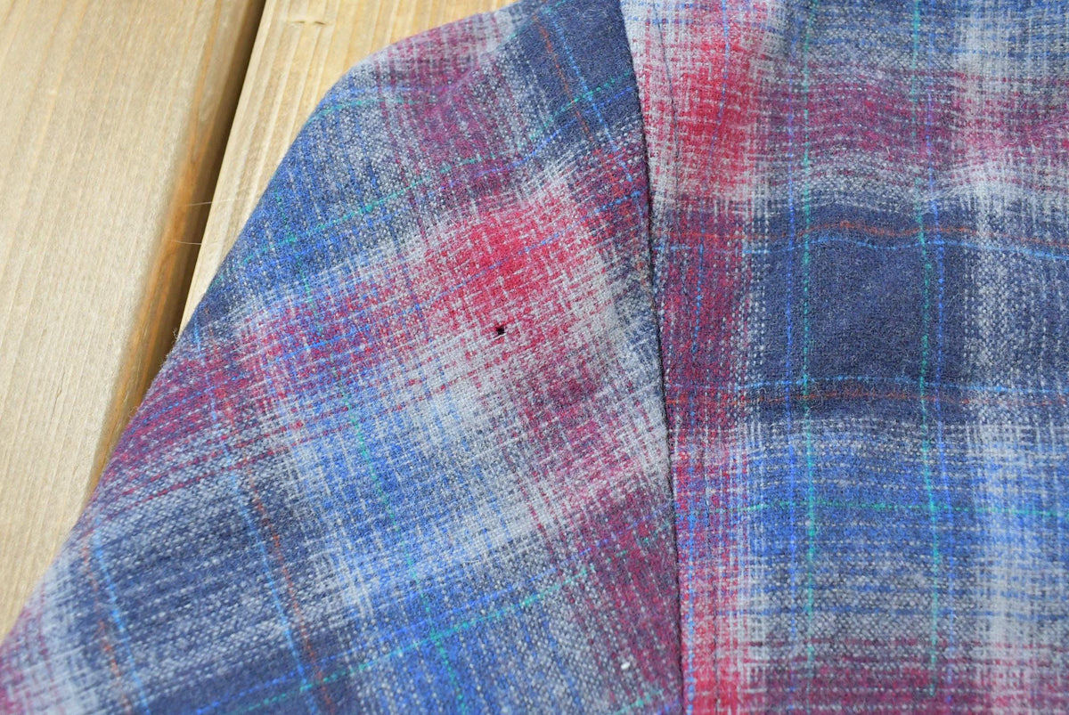 Vintage 1980s Pendleton Wool Plaid Flannel Button Up Shirt Men's L