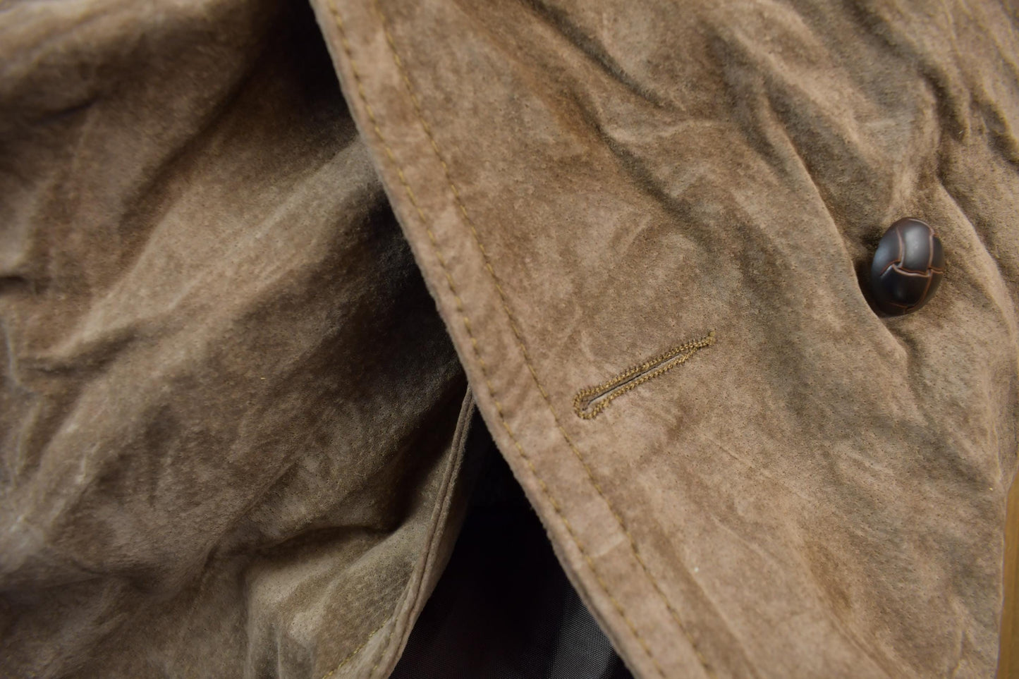 Vintage 1990s Rice ID Suede Leather Full Length Jacket Men's S