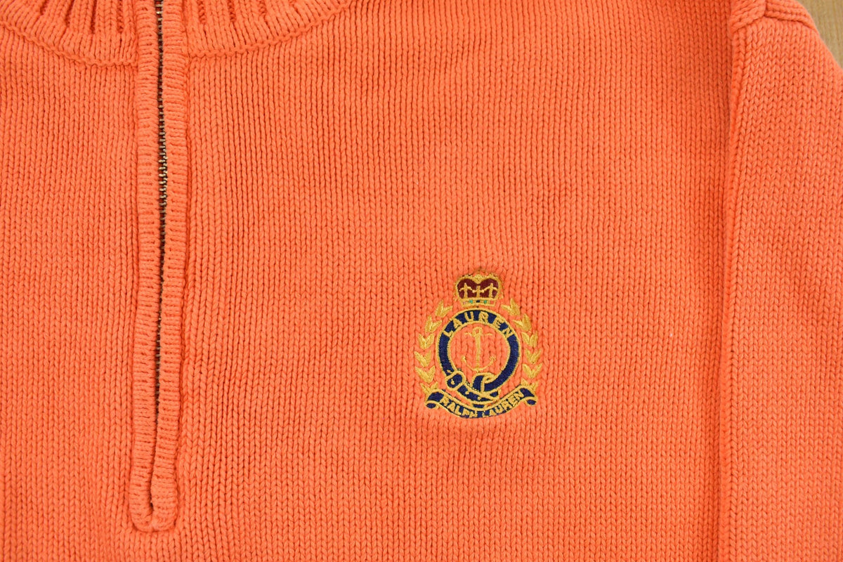 Vintage 2000s Lauren Ralph Lauren Quarter Zip Sweatshirt Men's M / 2000s Ribbed Sweater / Preppy Americana