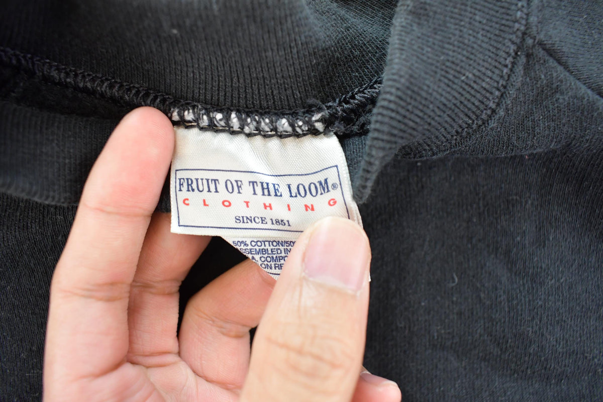 Vintage 1990s Fruit Of The Loom Blank Black Raglan Crewneck Sweatshirt Men's M