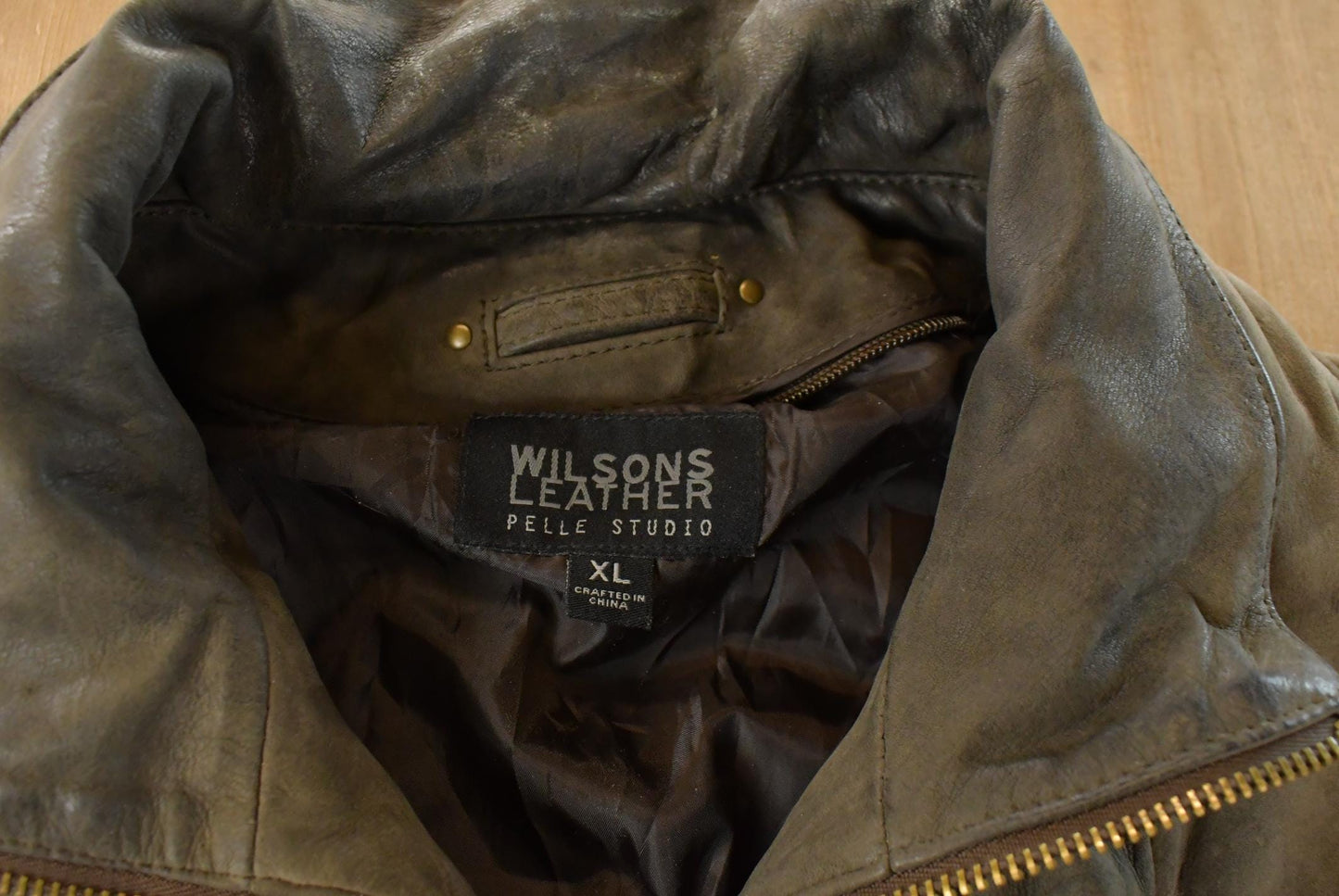 Vintage 1990s Wilsons Leather Biker Jacket Men's XL / Brown Leather Jacket / Full Zip Coat / Bomber Jacket from propervintagecanada