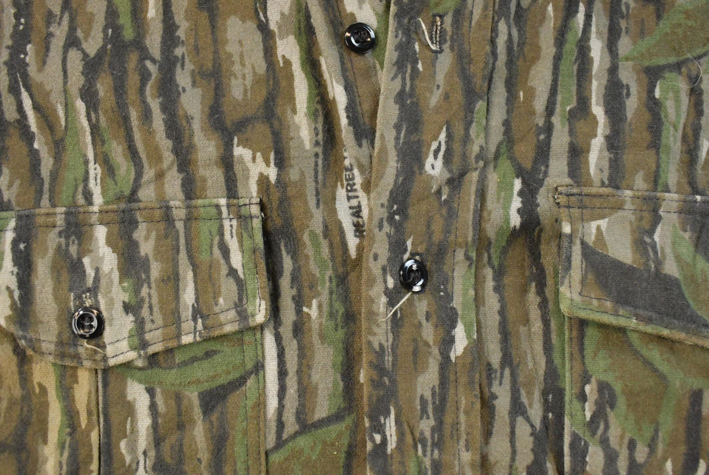 Vintage 1990s Deerskin Real Tree Camo Button Up Shirt Men's M