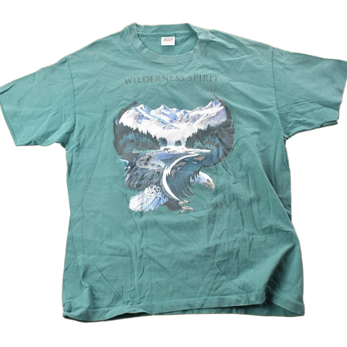Vintage 1990s Alaska Bald Eagle Theme Graphic T-Shirt Men's XL