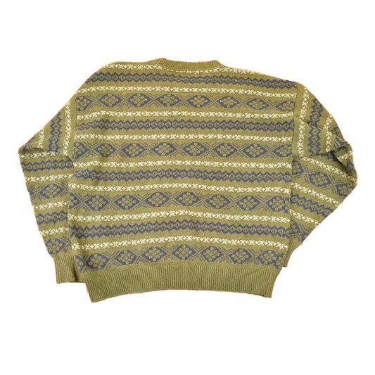 Vintage 1990s Claiborne Abstract Striped Knit Crewneck Sweater Women's XL