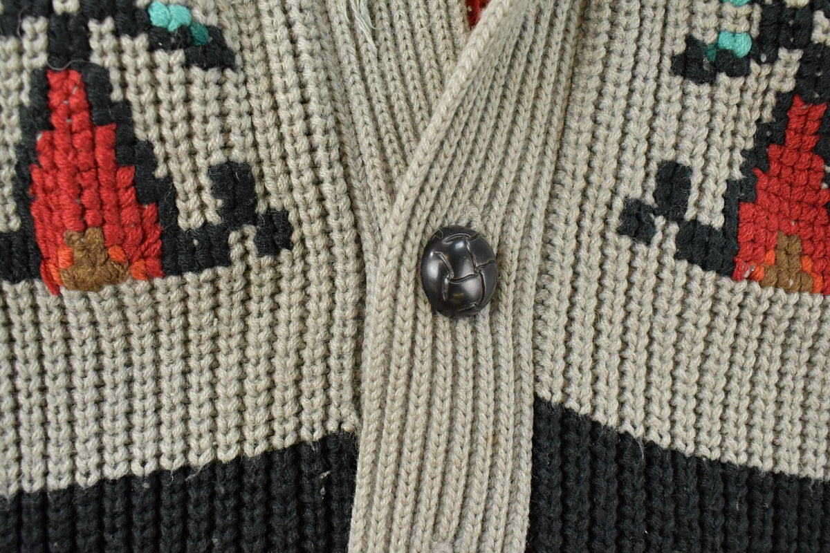 Vintage 1970s Miller Southwestern Knit Cardigan Sweater Men's M