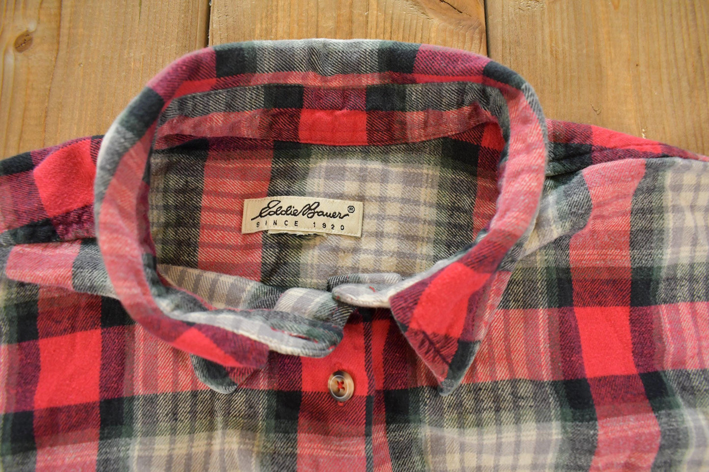 Vintage 1990s Eddie Bauer Plaid Button Up Flannel Long Sleeve Shirt Women's XL