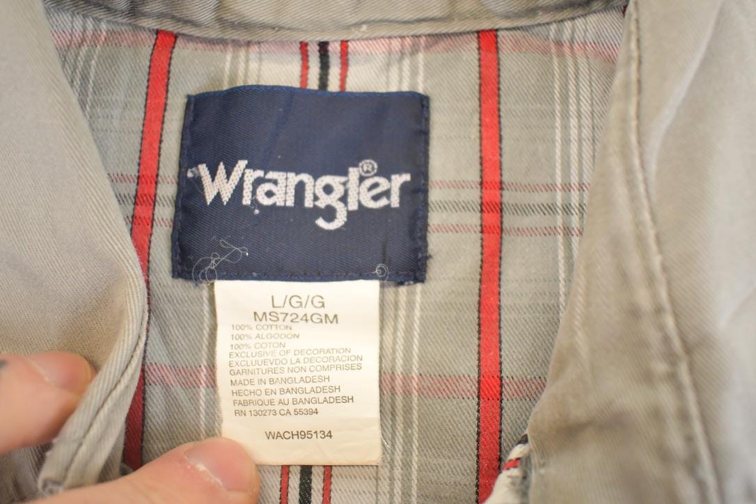 Vintage 1990s Wrangler Western Plaid Button Up Shirt Men's M