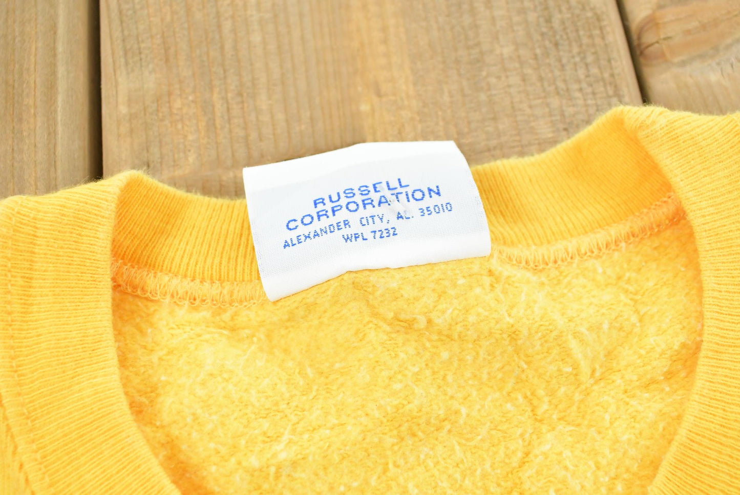 Vintage 1990s Russell Athletics High Cotton Blank Yellow Crewneck Sweatshirt Men's XL
