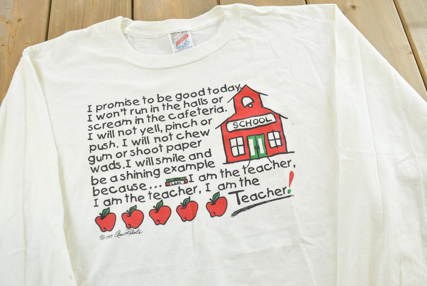 Vintage 1993 I Am The Teacher Souvenir Comedy Long Sleeve T-Shirt Men's L