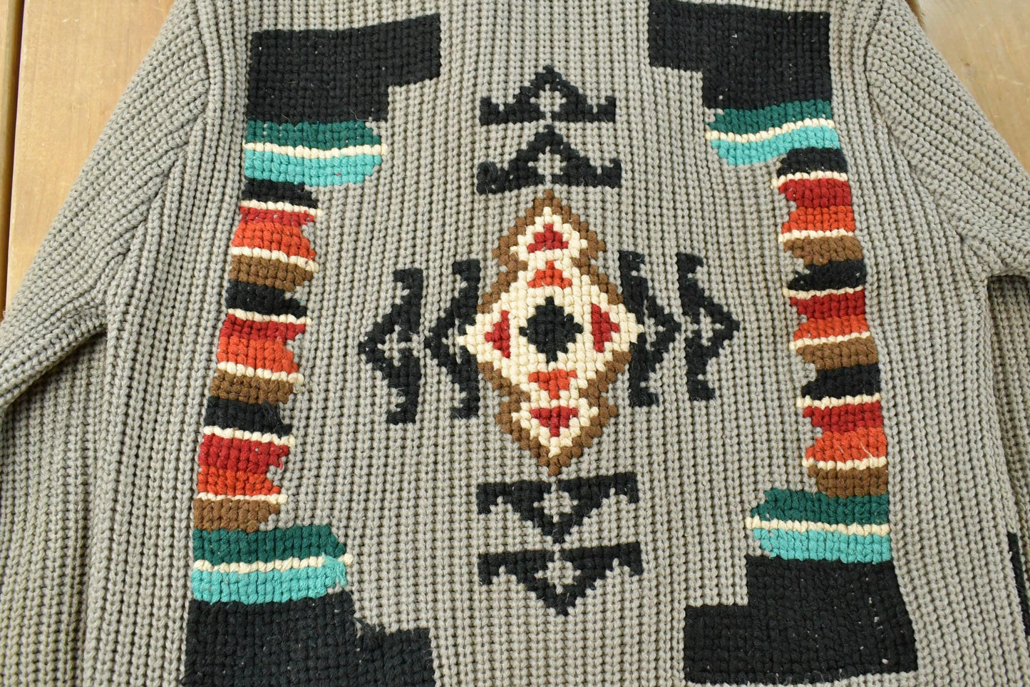 Vintage 1970s Miller Southwestern Knit Cardigan Sweater Men's M