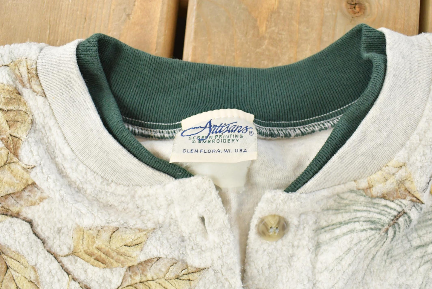 Vintage 1990s Artisans Autumn Theme Cardigan Sweatshirt Women's 3XL