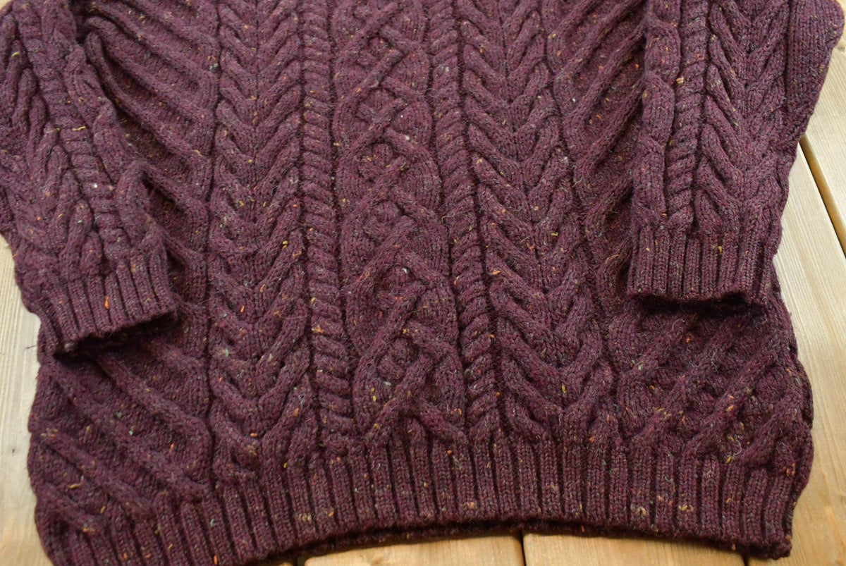 Vintage 1980s Lands' End Heavyweight Wool Cable Knit Crewneck Sweater Women's L