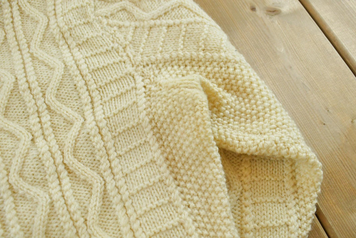Vintage 1980s Wool 3D Cable Knit Sweater Men's M