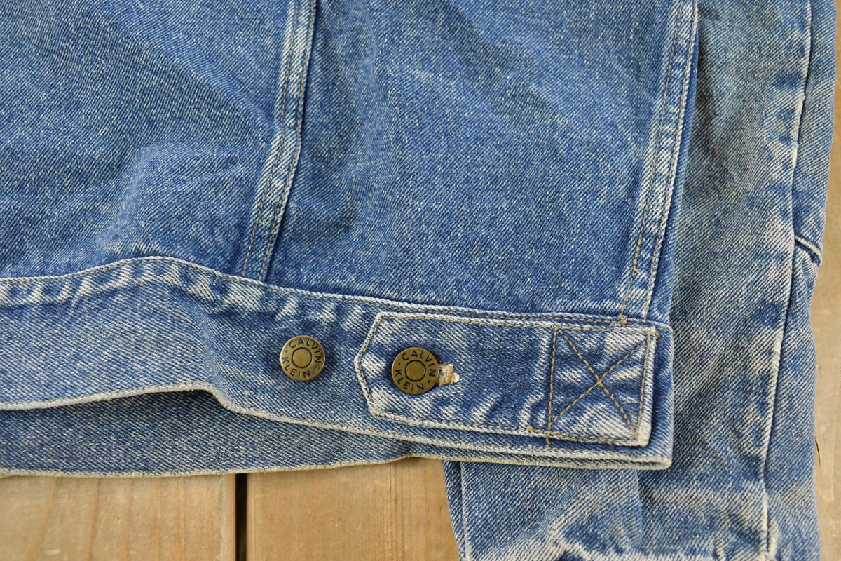 Vintage 1990s Calvin Klein Denim Jean Trucker Jacket Men's L-XL