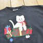 Vintage 1990s Grandma Christmas Gifts Cat Crewneck Sweatshirt Men's L