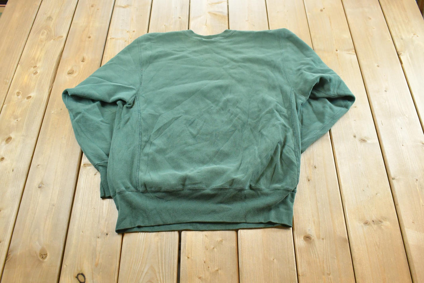 Vintage 1990s Champion Reverse Weave Blank Green Crewneck Sweatshirt Men's L / 90s Streetwear / Athleisure Sportswear