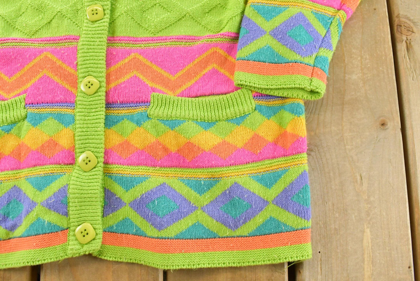 Vintage 1980s IB Diffusion Abstract Knit Cardigan Sweater Women's L