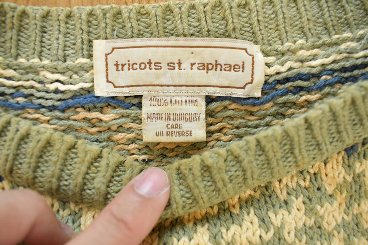 Vintage 1990s Tricots St. Raphael Geometric Knit Crewneck Sweater Men's L