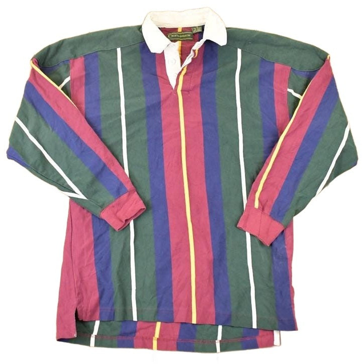 Vintage 1990s Croft And Barrow Striped Rugby Button Up Shirt Men's M