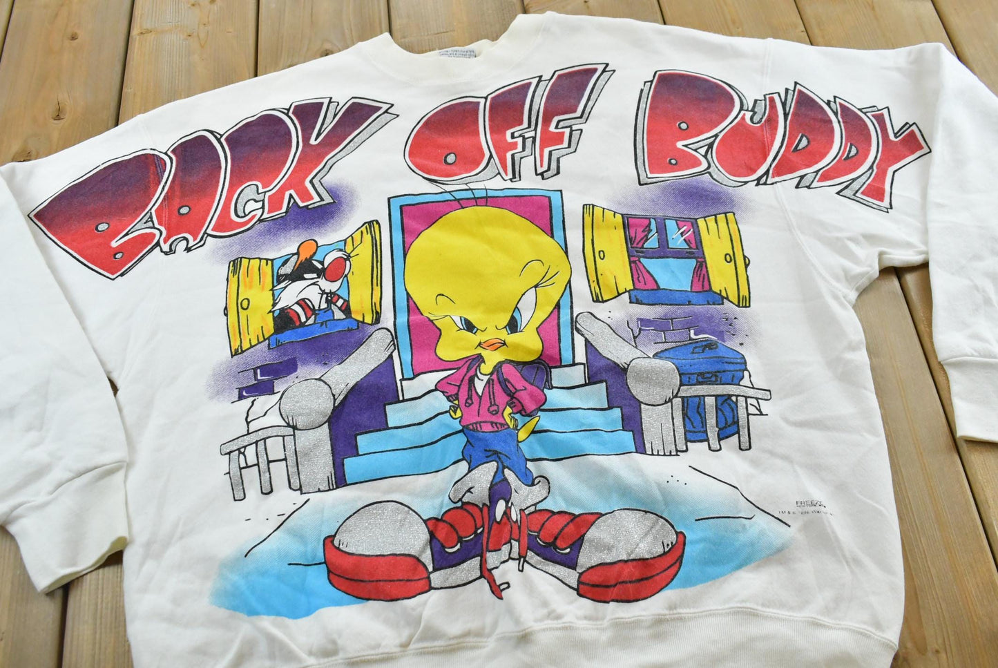 Vintage 1996 Freeze Looney Tunes Back Off Buddy Crewneck Sweatshirt Men's L
