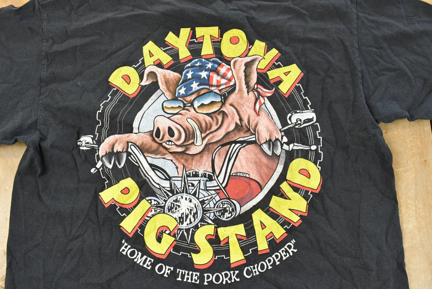 Vintage 1990s Daytona Beach Pig Stand Biker T-Shirt Men's Large