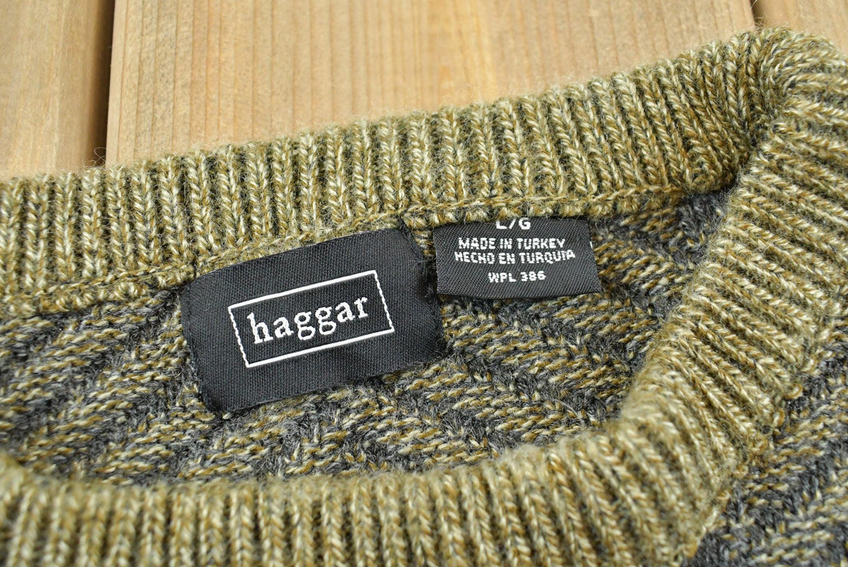 Vintage 1990s Haggar Knit Abstract Crewneck Sweater Mens XL Men's Large