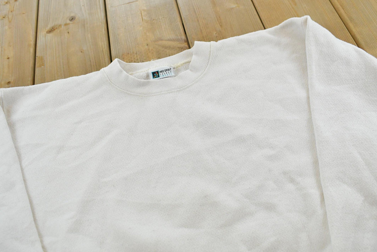 Vintage 1990s Blank White Crewneck Sweatshirt Men's M