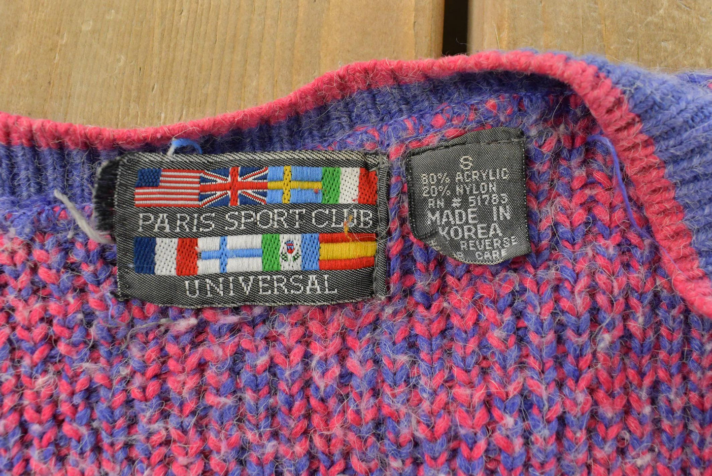Vintage 1990s Paris Sport Club Knit Cardigan Sweater Women's S