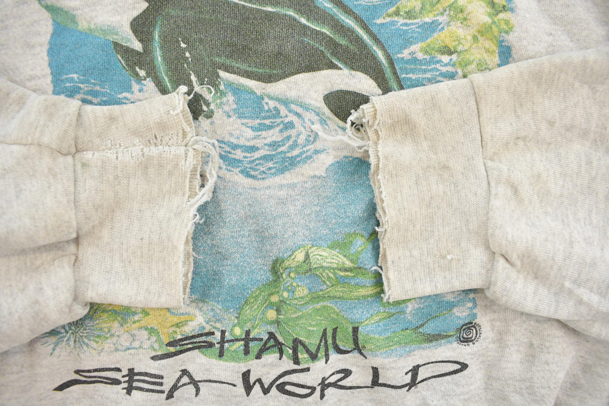 Vintage 1990s Shamu Sea World Orca Whale Graphic Crewneck Sweatshirt Men's XL