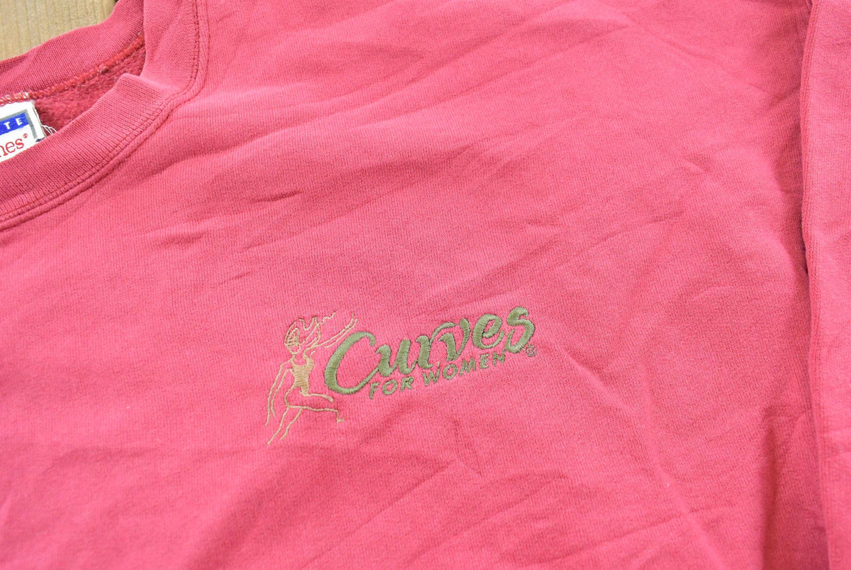 Vintage 1990s Curves for Women Gym Embroidered Promotional Crewneck Sweatshirt Men's XL